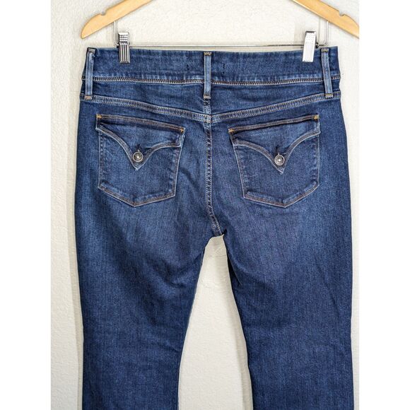Hudson Beth Mid Rise Baby Boot Jeans Sz 32 Obscurity Dark Wash Flap Pockets - Picture 6 of 10